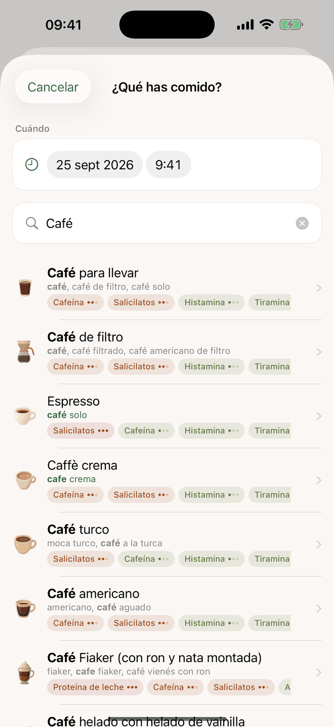 Apuntar: búsqueda de café con resultados del catálogo
